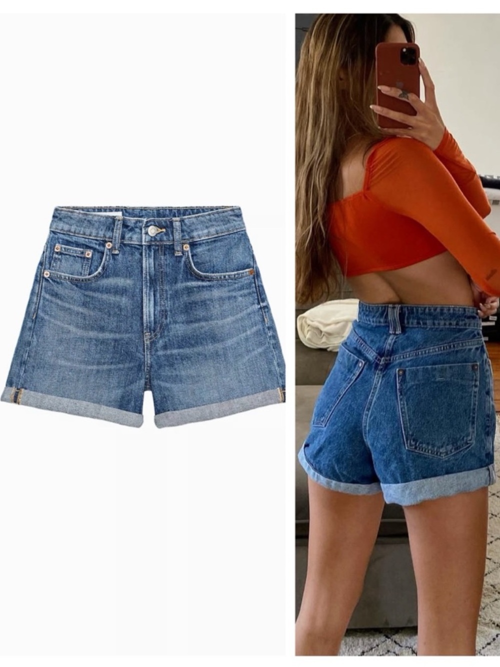 ZARA high rise mom denim shorts